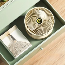 Portable USB Rechargeable Desktop Fan with Adjustable Wind Speed & 3-Speed Adjustable Fan - Wall-Mountable for Home, Office, Kitchen, Bathroom, Outdoor Camping - Sleek White & Black Design, Versatile Airflow, Modern Aesthetic, Durable Construction