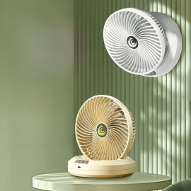 Portable USB Rechargeable Desktop Fan with Adjustable Wind Speed & 3-Speed Adjustable Fan - Wall-Mountable for Home, Office, Kitchen, Bathroom, Outdoor Camping - Sleek White & Black Design, Versatile Airflow, Modern Aesthetic, Durable Construction