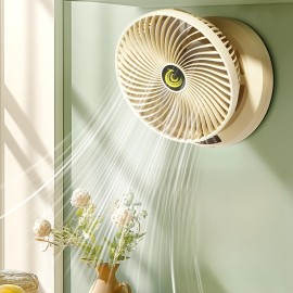 Portable USB Rechargeable Desktop Fan with Adjustable Wind Speed & 3-Speed Adjustable Fan - Wall-Mountable for Home, Office, Kitchen, Bathroom, Outdoor Camping - Sleek White & Black Design, Versatile Airflow, Modern Aesthetic, Durable Construction