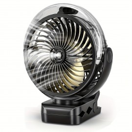 Portable Rechargeable Clip-On Fan with Water Tank, LED Light & Hook - 3 Speeds, 2 Mist Modes, 360° Rotation, USB Charging, Foldable Design for Golf Cart, Travel, Treadmill, Outdoor Use (BLACK), Portable Fan, Travel Cooling, Sleek Fan Design, Durable Construction, Fan For Room Big Size, Fan Blade, Mini Fan, Clip Fan, Rechargeable Fan, Electric Fan, Ventilator