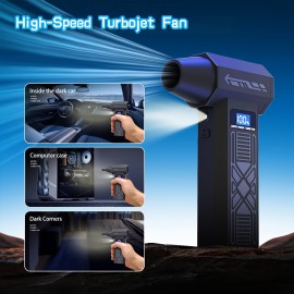 Multifunctional Portable Cooling Fan, High-Speed Turbojet Fan - 4-Speed Adjustable, Includes multiple accessories, digital battery indicator, USB-C Rechargeable - Suitable for Personal Cooling, Car Snow Removal, Dust Blowing, and Vehicle Cleaning., Fan with Cooling Effect, Rechargeable Handheld Fan, Waist Cooling Fan, Compact Design, Efficient Airflow, Durable Construction, Outdoor Enthusiasts, Office Workers