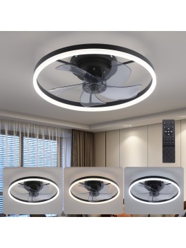 Modern embedded bladeless ceiling fan, 19.7-inch with light and remote control, dimmable 6-speed thin ceiling fan, 3000K-6500KLED fan light, suitable for bedrooms, dining rooms, and living rooms, Dining Room Fan, Home Air Circulation, Sleek Ceiling Fixture, Contemporary Lighting, Energyefficient Fan, Quiet Operation, Dimmable Lighting, Remotecontrolled Fan, Interior Designers, Home Decorators, Low Profile Ceiling Fan With Light, Ceiling Fan With Light And Remote Control,