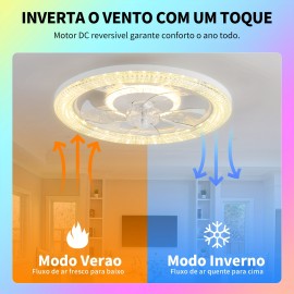 [Remote Control RGB Fan] Modern Low-Profile Ceiling Fan with RGB LED Lights - Remote Control 6-Speed Quiet Built-in Fan, Color-Changing RGB Lighting 3000K-6500K for Kids' Room, Bedroom, Living Room, Bedroom Airflow Solution, Integrated Lighting Fixture, Durable Light Combination