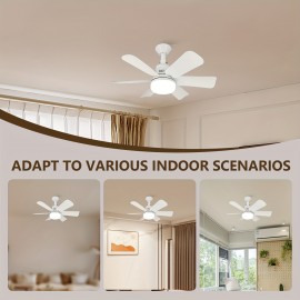 1 Set 20-Inch Modern White Ceiling Fan Light with Remote Control, 3-Speed Wind and Dimmable LED, Switchable Color Temperature, Energy-Efficient Design