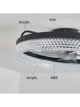 20 Inch Modern Low-Ceiling Fan with Light & Remote Control - 6-Speed Quiet Ceiling Fan, Dimmable Light (CRI >80), Wide Voltage (85-265V), Hardwired/Plug-in, Crystal-like Accent for Bedroom, Living Room, White/Light Color -, Ceiling Fan Light, Fan Light Ceiling, Ceiling Fan Light With Remote, Ceiling Light, Light Fan Ceiling, Ceiling Light With Fan, Fan Ceiling Light, Celling Light Fan, Ceiling Light Fan, Cieling Light Fan, Large Ceiling Fan Light, Light With Fan Ceiling,