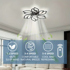 [Modern Ceiling Fan] Modern 1pc Recessed Ceiling Fan with LED Lights | 3-Color Lighting, Minimalist Design, Perfect for Living Room, Bedroom, Kitchen, Office Buildings, Cafe, Restaurants, Hotels - Hardwired, Includes Installation Hardware
