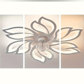 [Modern Ceiling Fan] Modern 1pc Recessed Ceiling Fan with LED Lights | 3-Color Lighting, Minimalist Design, Perfect for Living Room, Bedroom, Kitchen, Office Buildings, Cafe, Restaurants, Hotels - Hardwired, Includes Installation Hardware