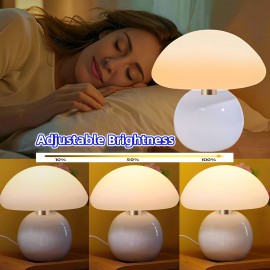 1pc Modern Elegant Touch-Control Metal Round Mushroom Table Lamp - Adjustable Color, Dimmable, USB Charging | Rechargeable Lithium Battery, Durable Plastic for Living Room, Bedroom, Study, Dining & Bar, Living Room Lamp, Sleek Metallic Finish