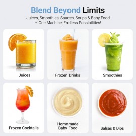 800W 6-Speed Heavy-Duty Blender with 10-Blade System & Cup - 50oz/1.5L Large Capacity, Non-Slip Base & Easy-Pour Spout, operation (Power Source: Not Included) for Smoothies, Ice Crushing, Puree - Countertop Blenders for