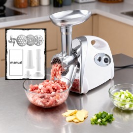 Meat Mincer - Electric Meat Grinder Household Multifunctional Mincer Sausage Stuffer Food Processor US 110V White