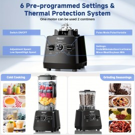 Food Processor for Kitchen, Smoothies Blender And Grinder Combo, 101oz. 2 Containers Full-Size Blender with 1000W Powerful Motor, Total Crushing Technology - Smoothies, Ice Slushie & Shakes, Smoothie Maker, Compact Design, Reliable Performance