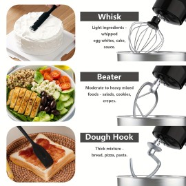 1pc Kitchen Stand Mixer, 3-IN-1 10-speed Tilting Mixer With Pulse Button, Including 5.5QT Stainless Steel Bowl, Dough Hook, Mixer, Egg Mixer, Spatula-Black