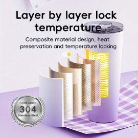 Portable Gradient Color 304 Stainless Steel Juicer Cup, Long-Lasting Temperature Lock for Hot & Cold, Powerful Ice Crushing, Wireless Portable 21.98oz, Large Capacity for Smooth Drinking, 20 Blades, USB Charging, for Snow Slush, Milkshakes & Iced