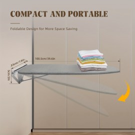 Modern Foldable Wall-Mounted Rotating Ironing Board with 160° Swivel & Adjustable Height - Space-Saving Design, Heavy-Duty High-Temperature Resistant Surface, Internal Lever Stability & Wire Holder - Ideal for Home, Laundry Room, Dorm - Easy Installation, Compact Ironing Board for Small Spaces (Gray) - Ideal for Right/Left-Handed Use, Durable Foam/Felt/Fabric Construction