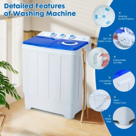 Portable Washing Machine Twin Tub - 28lbs Compact Washer(18lbs) And Dryer(10lbs) Combo with Drain Pump - Mini Laundry Machine for Apartments, Dorms, RVs, And Camping, Small Space Appliance, Lightweight Washerdryer, Spacesaving Design, Reliable