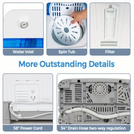 Lifezeal Portable Twin Tub Mini Washing Machine, 13.2lb Capacity with Spinner, 8.8lb Dryer, 110V-130V Plug, Compact Design for Travel & Use, Portable Washing Machine