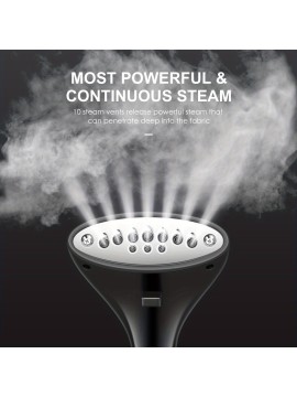 2-in-1 Standing Garment Steamer with Built-in Hanger | 30s Fast Heat-Up | 90min Continuous Steaming | Large Detachable Water Tank, Fabric Brush & Easy Mobility, by Yabano