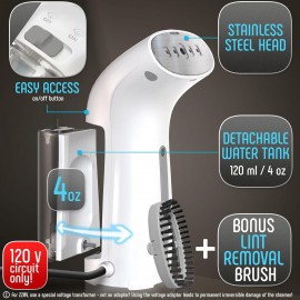 Travel Size Compact Travel Garment Steamer for Clothes to Go and Home Safe for Any Fabrics - Portable Handheld Steamer Powerful Steam Generator Iron for Clothes Best for Travel, 110V