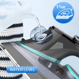 1700-Watt Steam Iron with Digital LED Screen, Ceramic Coated Soleplate, Anti-Drip & Self-Cleaning, 3-Way Auto Shut-Off, 4 Preset Steam & Temperature Settings for Various Fabrics, 300ml Water Tank, Portable Design