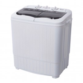 360 Twin Tub Washing Machine 15.8lbs Capacity Self-draining- 110V Semi-Automatic Portable Washer For Apartments/ Dorms/ RVs - Corrugated Tub & Bottom Drain Design, Gray Compact Laundry Unit