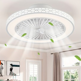 20-Inch Modern LED Ceiling Fan with Adjustable Light (3000K-6500K), Embedded Installation Design, Reversible Airflow for Enhanced Circulation – Ideal for Office, Study, Bedroom, and Indoor Spaces