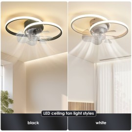 [Modern Ceiling Fan with Light] Modern Low Profile Ceiling Fan with Light | Remote Control, Dimmable LED, Wireless Induction Charging - Energy-Efficient Cooling Fan for Bedroom, Kitchen, Home Decor - Sleek White Design, Contemporary Lighting, Sturdy Construction