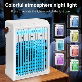 1pc Portable water-cooled Air Conditioners Fan, fast cooling, three wind adjustable, built-in 7-color ambient light, atomized humidification, compact and convenient, suitable for home, office, outdoor, travel.