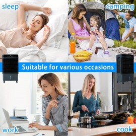 Evaporative Air Cooler with Remote Control, 3-Speed Fan, 12H Timer, Oscillation & Natural Wind Mode, Ice Making - Energy-Efficient Cooling System, Quiet Operation, for Home, Office, Bedroom, Living Room - Compatible with, Ideal for Rooms up to 300 Sq.Ft, Home Comfort, Contemporary Fan, Reliable Construction, Adjustable Speeds, Home Users