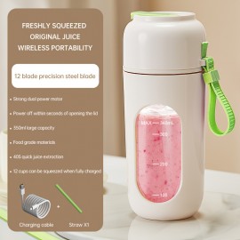 Portable Multi-function USB Wireless Juicer 12-blade Head Fast Juice Extraction Indoor Outdoor Mixing Cup Fresh Fruit Juicer