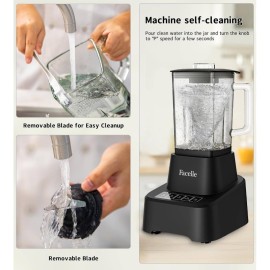 Smoothie Blender, Countertop Blender Kitchen, 55oz Glass blender smoothies and Shakes, Licuadora, Smoothie maker with touchscreen 3+P Speeds, Cleaning brush removable SS304 blade, Kitchen Blender, Blender Smoothie, Blender for Kitchen
