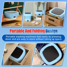 Portable 11-liter Mini Washer With Foldable Design For Travel, Camping, Apartments, Dormitories, And Clothes, Socks, And Underwear Features Three Intelligent Cleaning Modes